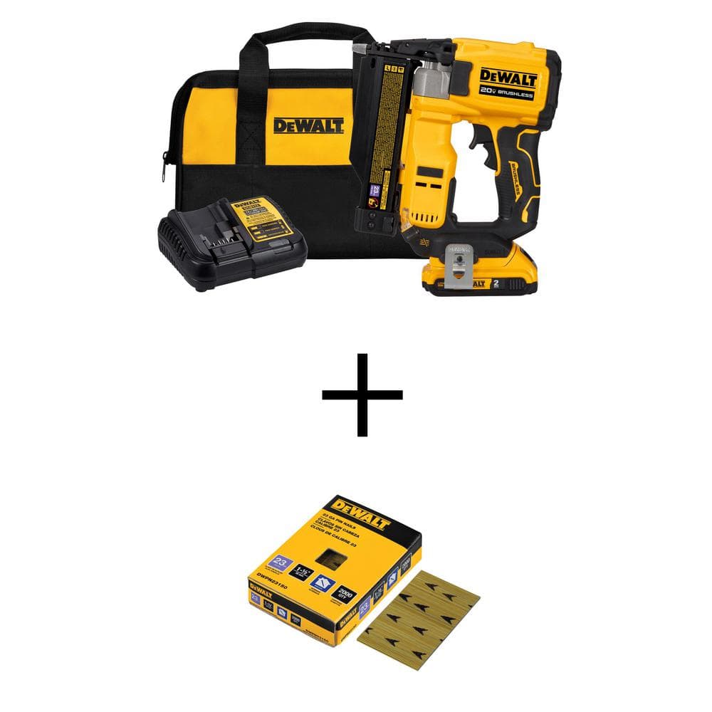 DEWALT ATOMIC 20V MAX Lithium Ion Cordless 23 Gauge Pin Nailer Kit and  1/2 in. x 23 Gauge Pin Nails 2000 Pieces DCN623D1W23150 The Home Depot