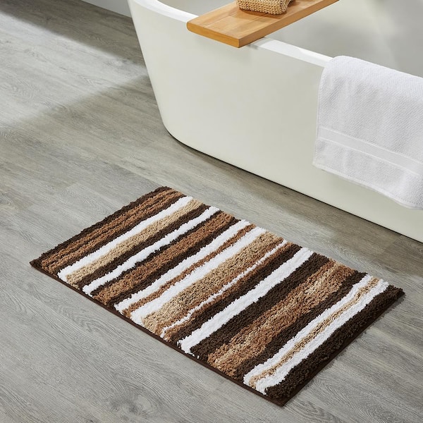 Better Trends Griffie Collection 17 in. x 24 in. Brown Polyester Rectangle Bath Rug