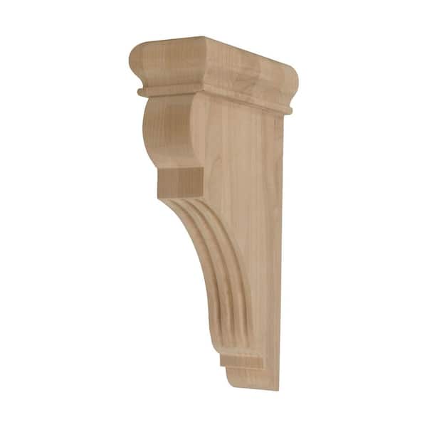 American Pro Decor 3 in. x 12 in. x 6-1/2 in. Unfinish North American Alder Wood Traditional Plain Corbel