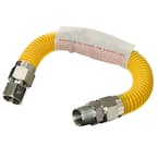 12 in. Flexible Gas Connector Yellow Coated Stainless Steel for Gas Range, Furnace, 1/2 in. Fittings