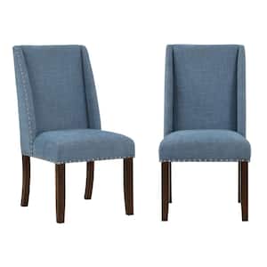 Lambert Brown and Blue Polyester Seat Accent Dining Chair Set of 2