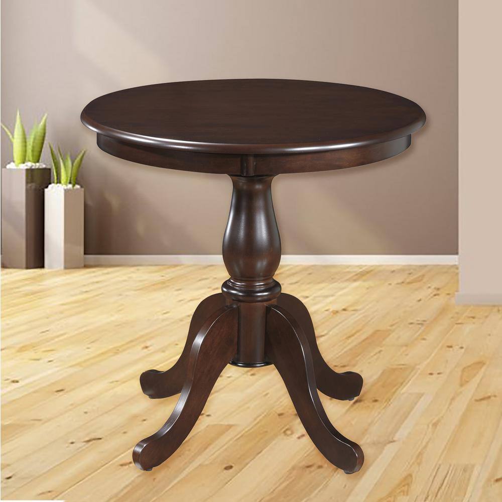 Espresso Medium Wood Round Pedestal Dining Table