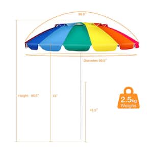 8 ft. Beach Umbrella Outdoor Patio Garden with Carrying Bag Sand Anchor Rainbow