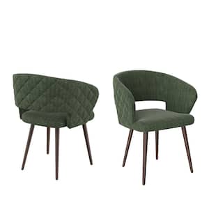 Palermos Collection Dining Chair Set Of 2 Easy Assembled Mid Century Modern Kitchen Vanity Accent Chair Green