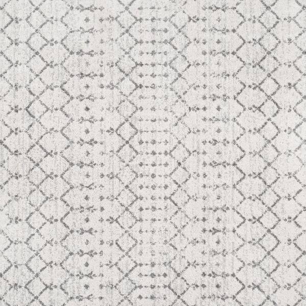 Moroccan HYPE Boho Vintage Diamond Cream/Gray 4' Square Area Rug