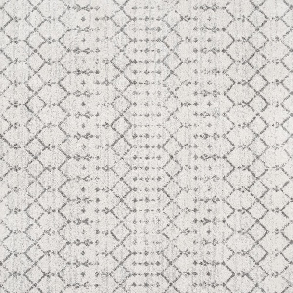 Moroccan HYPE Boho Vintage Diamond Cream/Gray 7 ft. Square Area Rug