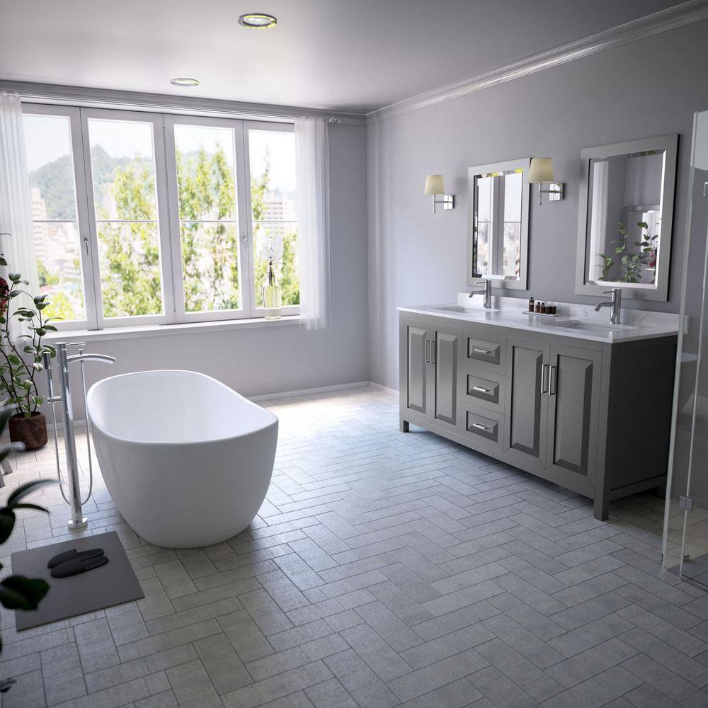 Rebecca 65'' White Acrylic Freestanding Bathtub with Chrome Trim