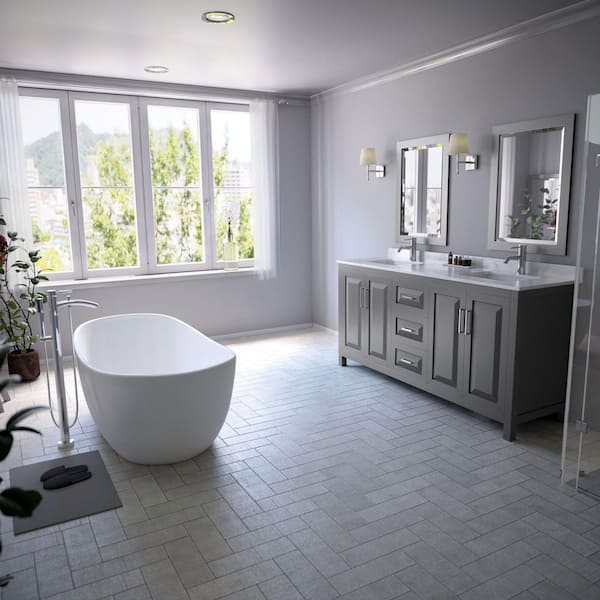 Rebecca 64.8 in. Acrylic Flatbottom Non-Whirlpool Bathtub in White with Polished Chrome Trim Rebecca 64.8 in. Acrylic Flatbottom Non-Whirlpool Bathtub in White with Polished Chrome Trim