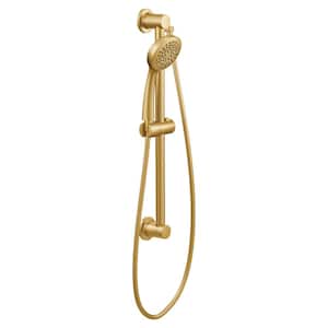 1-Spray Patterns 4 in. Dia Wall Mount Eco-Performance Handheld Shower Head with Slidebar in Brushed Gold