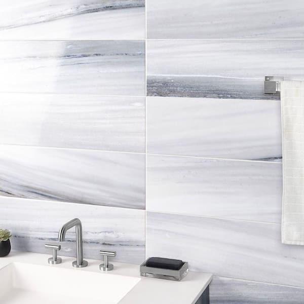Samoa Blue 7.87 in. x 23.62 in. Polished Ceramic Wall Tile (10.32 sq. ft./Case)