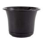 Expressions 6 in. x 5.75 in. Black Plastic Planter and Matching Saucer