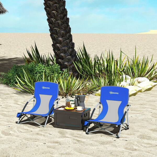 thumbnail interactive-video image 1 of 2-Pack Beach Chairs With Cooler Bags - Heavy Duty Folding Camping Chairs With Mesh Back & Cup Holders 1 of 8