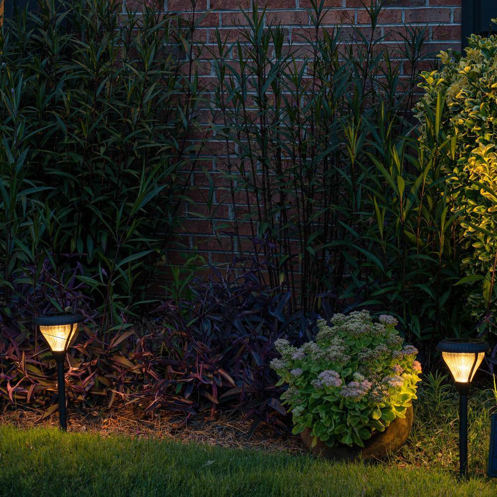 Premier Black Aluminum Solar LED Pathway Lights with Dual Color, Set of 2