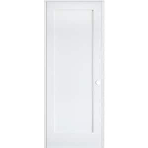 24 in. x 80 in. Shaker 1-Panel Primed Left-Hand Solid Hybrid Core MDF Wood Single Prehung Interior Door