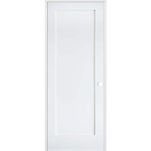 Krosswood Doors 24 in. x 80 in. Shaker 1-Panel Primed Left-Hand Solid Hybrid Core MDF Wood Single Prehung Interior Door