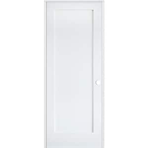 30 in. x 80 in. Shaker 1-Panel Primed Solid Hybrid Core MDF Left-Hand Single Prehung Interior Door