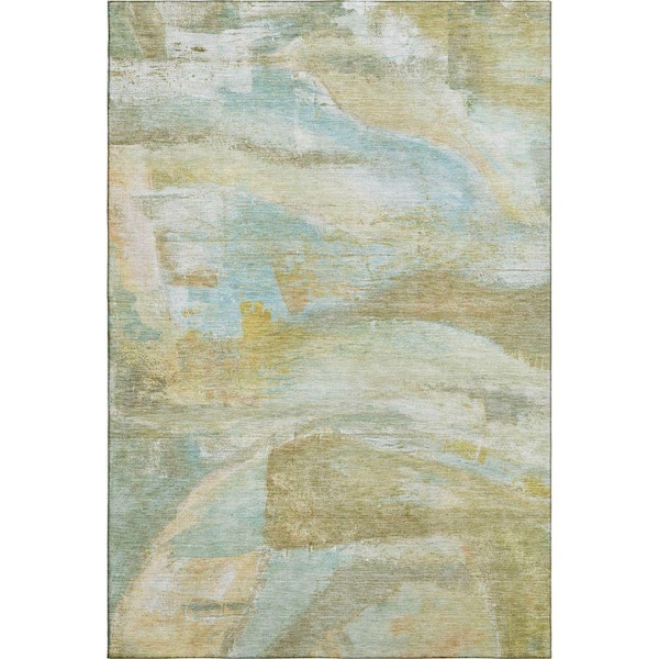 Mayfield Premium Machine Washable Abstract AMF2039 Beige 9 ft. x 12 ft. Area Rug