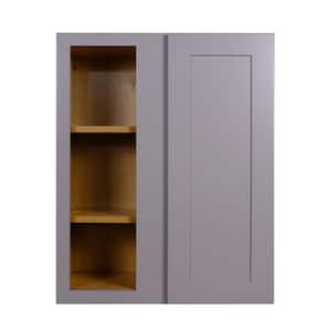 Bremen 27 in. W x 12 in. D x 36 in. H Gray Plywood Assembled Wall Blind Corner Kitchen Cabinet with Soft-Close