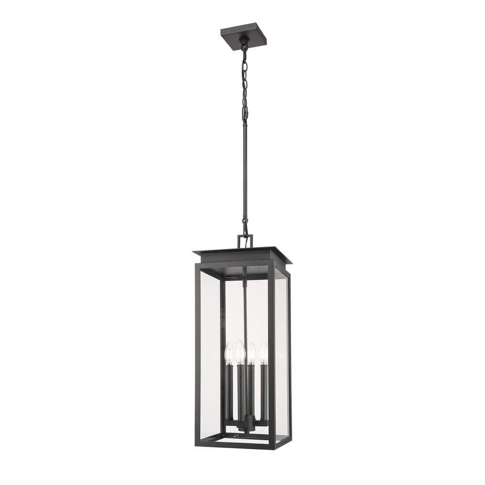 Nova 27.5 in. Weather Resistant Black4 Light Outdoor Chain Mount Pendant Li