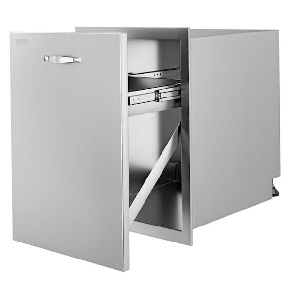17.7 in. x 22.8 in. Outdoor Kitchen Drawers Stainless Steel Trash Drawer with Handle for Outdoor Kitchen BBQ Island