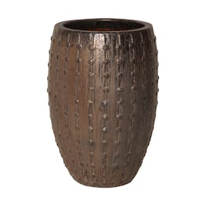 Studded Gunmetal Round Ceramic Planter