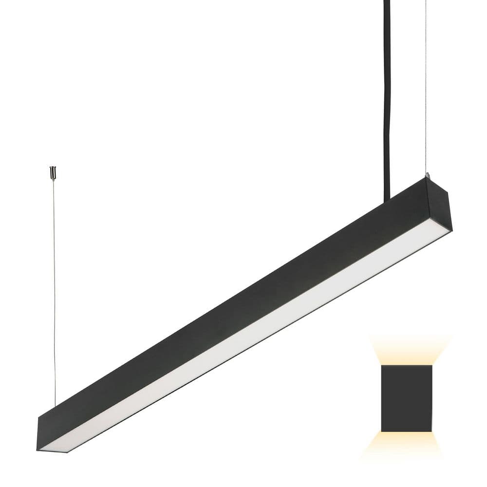 Maxxima 4 ft LED Black Linear Up/Down Light Fixture, 3 CCT 3500K