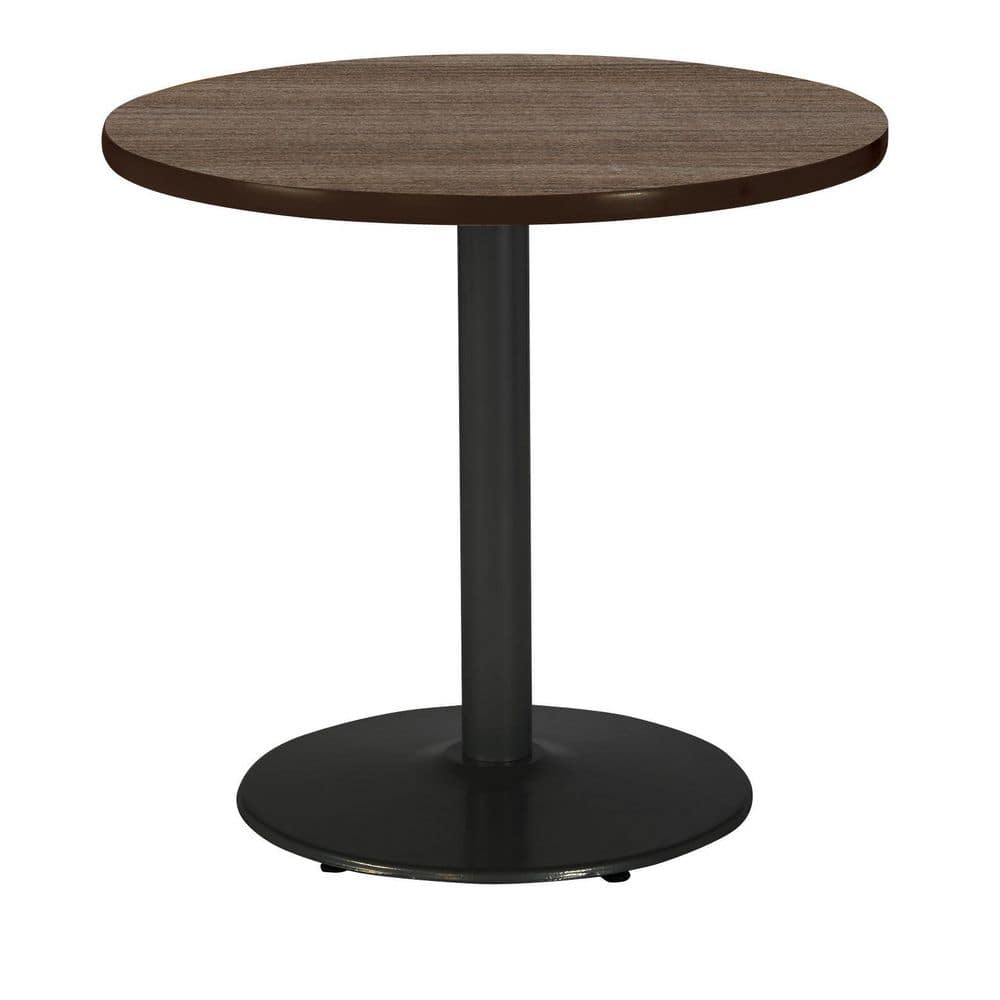 Mode 30 in. Round Teak Wood Laminate Dining Table with Black Round Steel Frame (Seats 2), Brown -  KFI, T30RD-B1917-BK-7960K-31