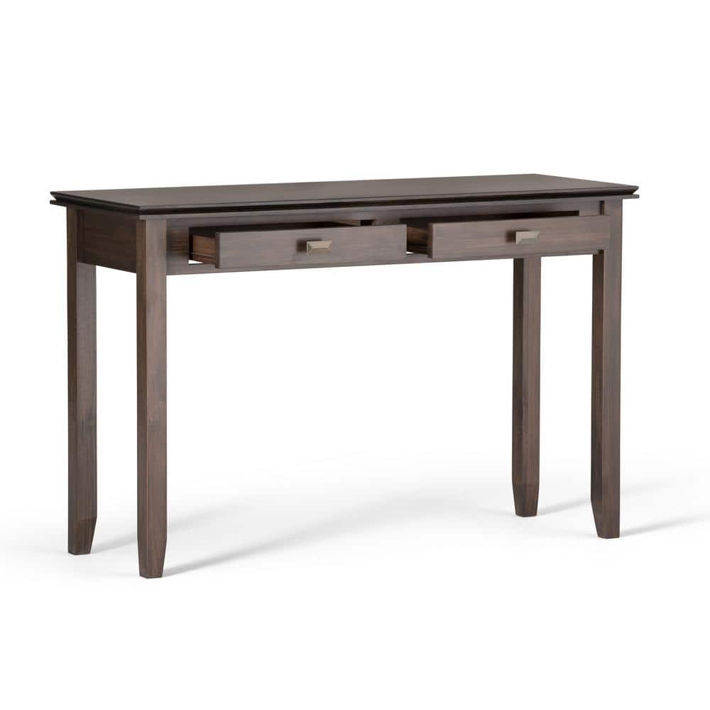 Natural Aged Brown 46" Lacquered Wood Sofa Table with Storage