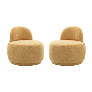Franco Mustard Upholstered Sherpa Contemporary Side Chair（Set of 2）