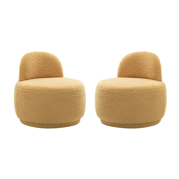 ARTFUL LIVING DESIGN Franco Mustard Upholstered Sherpa Contemporary Side Chair（Set of 2）