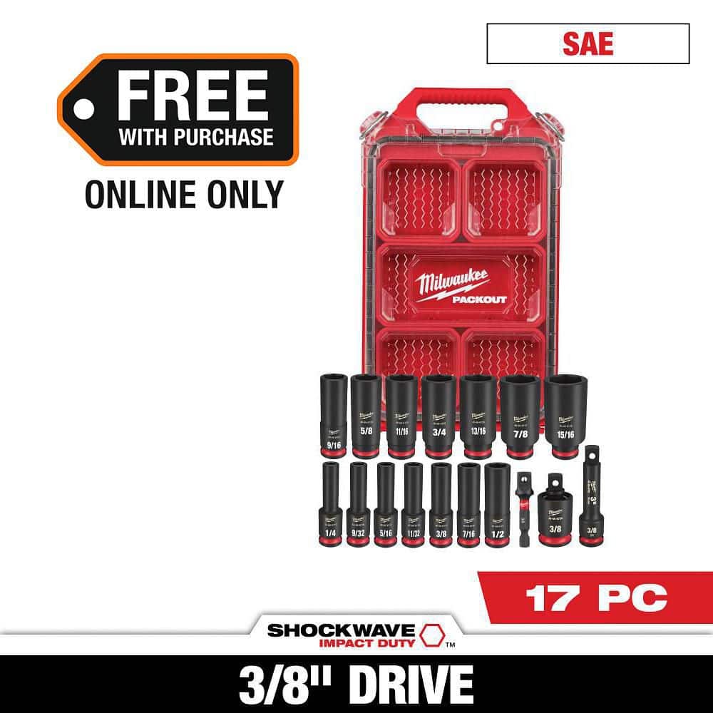 Milwaukee SHOCKWAVE Impact-Duty 3/8 in. Drive SAE Deep Well Impact Milwaukee SHOCKWAVE Impact-Duty 3/8 in. Drive SAE Deep Well Impact
