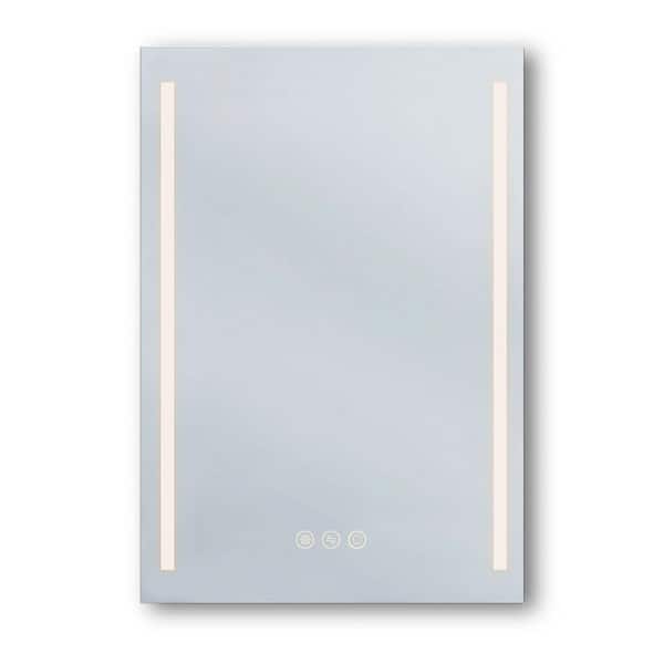 WELLFOR 2 LED Strip 24 in. W x 36 in. H Bathroom Wall-Mounted Vanity Mirror 5 mm without Copper Mirror, Defogger: 1-Piece