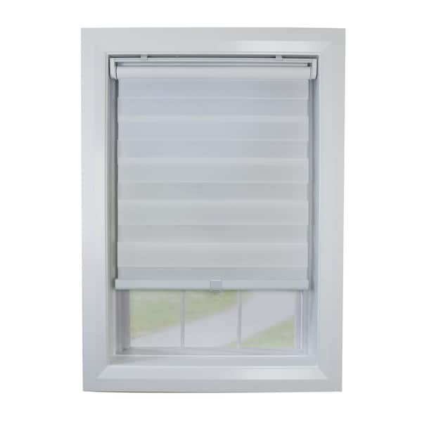 Versailles Home Fashions White Cordless Light Filtering Polyester Zebra Shade 24 in. W x 72 in. L