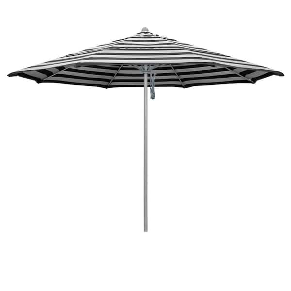 California Umbrella 11 ft. Gray Woodgrain Aluminum Commercial Market Patio Umbrella Fiberglass Ribs Pulley Lift in Cabana Classic Sunbrella