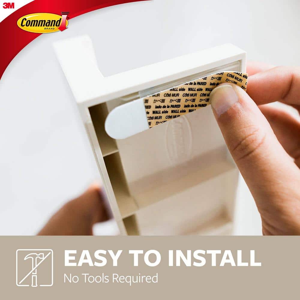 White Floating Wall Shelf with Removable Adhesive Strips