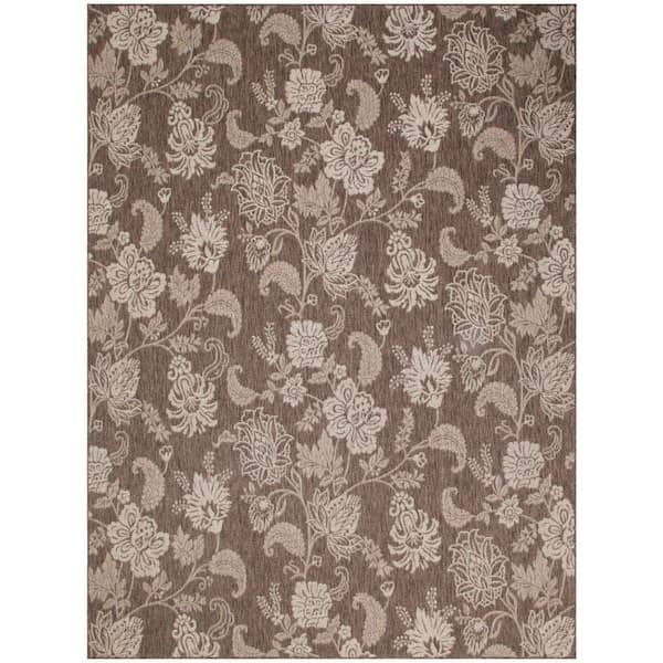 Nourison Garden Oasis Mocha 9 ft. x 12 ft. Nature-inspired Contemporary Area Rug