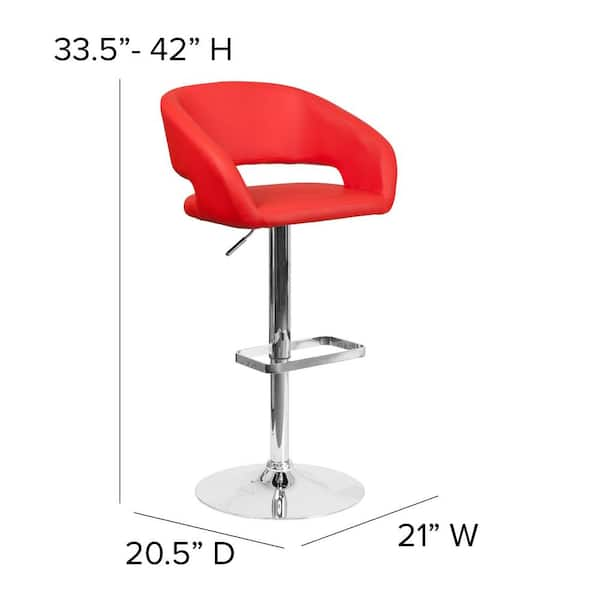 red cushioned bar stools