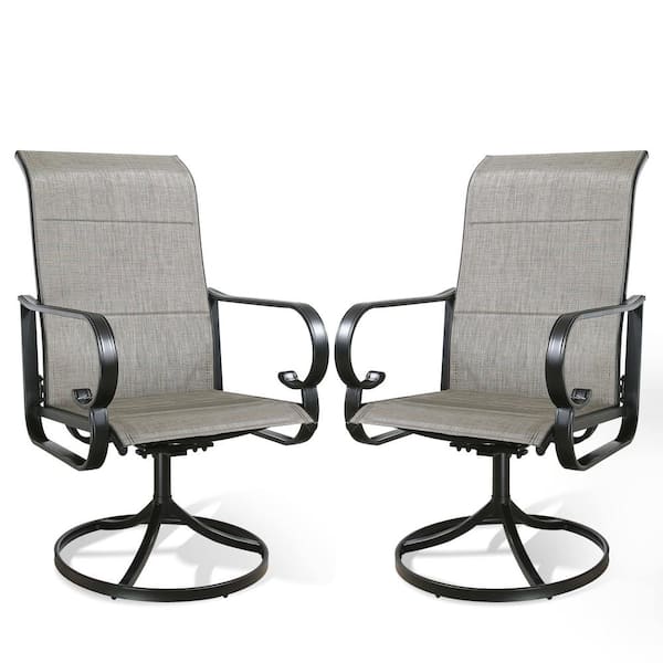 cenadinz Outdoor Dining Chairs with High Back, Swivel Sling Deep Seating Padded Patio Bistro Chairs (Set of 2)