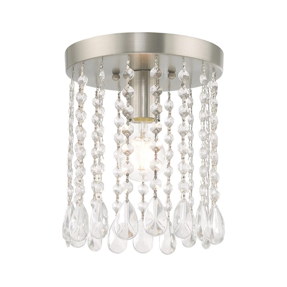 Elizabeth Brushed Nickel Ceiling Light with Clear Crystal Shade