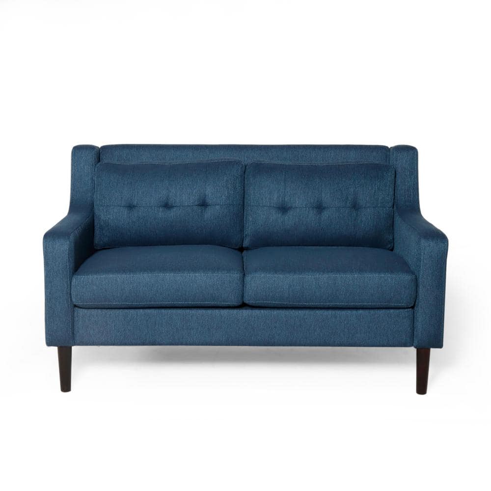 Noble House Galene 58 in. Navy Blue Solid Fabric 2Seats Loveseats with