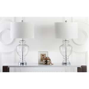 Glass 28 in. Clear Vase Table Lamp with Off-White Shade (Set of 2)