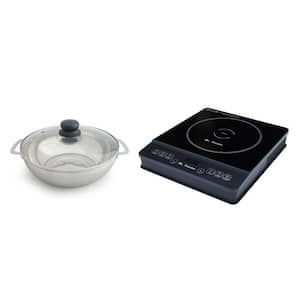 11.42 in., 1800-Watt Induction Cooktop with 8 Power Settings with 1 Element and Stainless-Steel Pot in Black