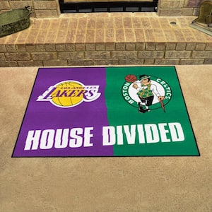 NBA Multi-Colored 3 ft. x 3.5 ft. LA Lakers/Celtics House Divided Area Rug