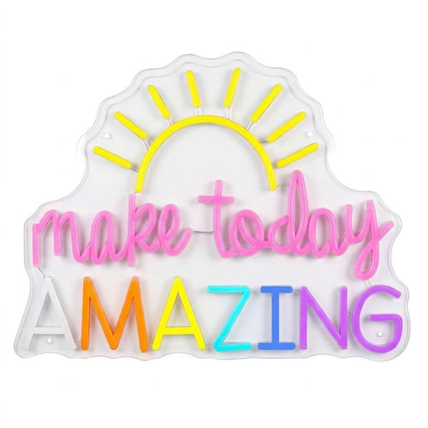 Sunrise Series Yellow Neon Light Inspirational Letter LED Wall Art Sign for Party Birthday Wedding Gym Cafe Home