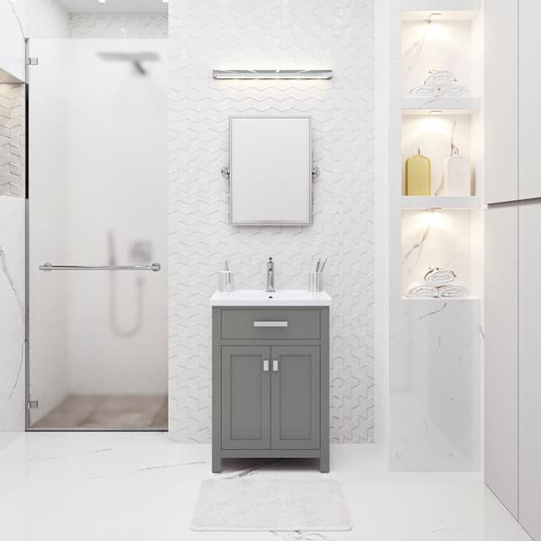 Water Creation Myra 24 in. W x 18 in. D Bath Vanity in Cashmere Grey with Ceramics Vanity Top in White with White Basin and Faucet