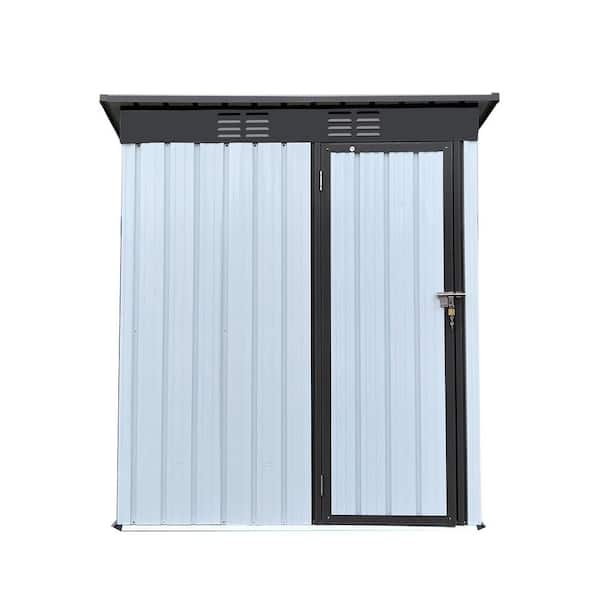 TIRAMISUBEST 5 ft. W x 3 ft. D Metal Outdoor Storage Shed (15 sq. ft.) in White and Black