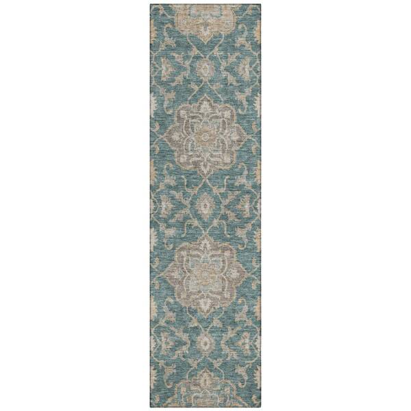 Chantille Machine Washable Indoor/Outdoor Abstract ACN3077 Seafoam 2 ft. x 7 ft. Runner Rug