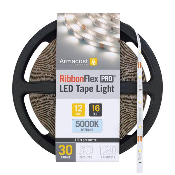 Lighting RibbonFlex 16 ft. 5 m 12-Volt White LED Tape Light LED/m 5000K 161230 - The Home Depot