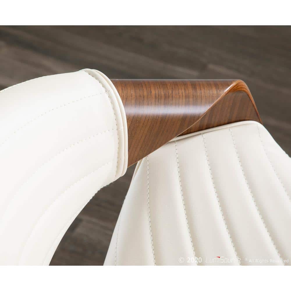 Symphony Walnut and Cream Faux Leather Mid-Century Side Chair