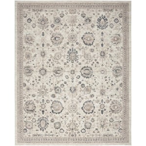 Renewed Ivory Multicolor 9 ft. x 12 ft. Distressed Traditional Area Rug